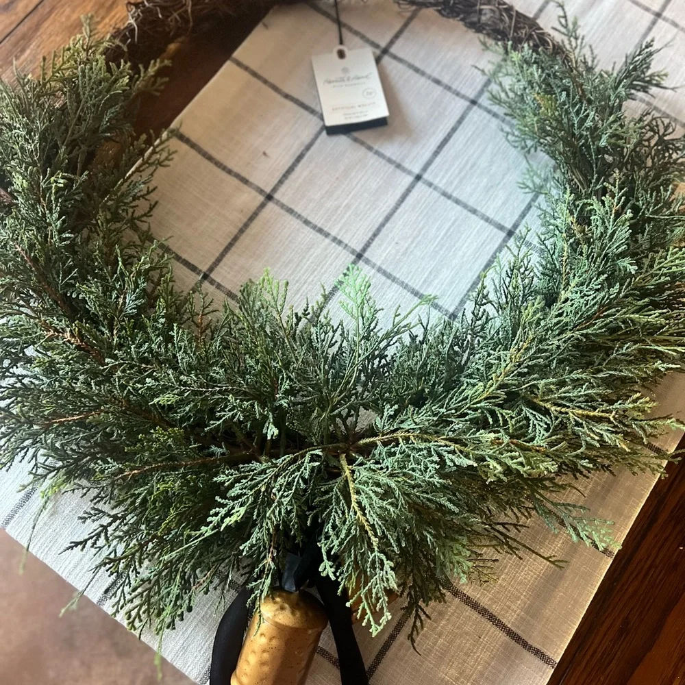 26” Faux Cedar Hoop Christmas Wreath with Bell Ornaments-Hearth & Hand Magnolia